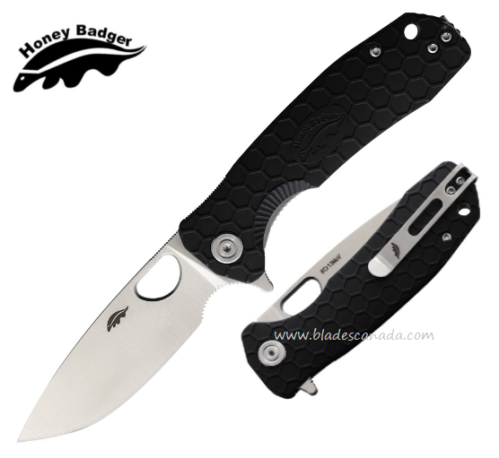 Honey Badger Med Flipper Folding Knife, FRN Black, HB1011